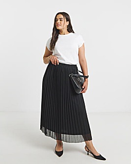 Simply Be Black Pleated Chiffon Midaxi Skirt