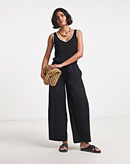 Simply Be Black Tie Waist Cotton Poplin Barrel Leg Trouser