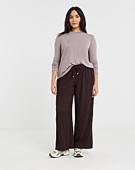 Chocolate Jersey Textured Wide Leg Trousers