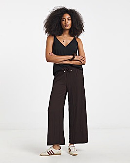 Chocolate Jersey Textured Wide Leg Trousers