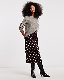 Simply Be Chocolate Spot Fluted Midaxi Skirt