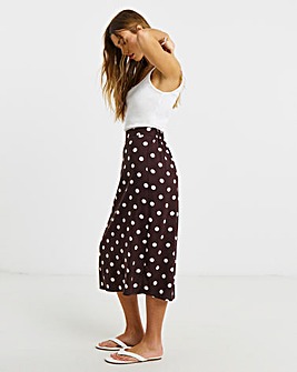 Simply Be Chocolate Spot Fluted Midaxi Skirt
