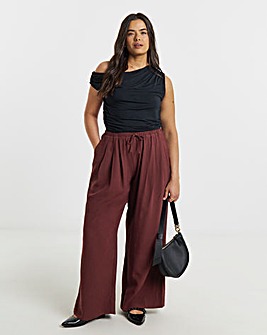 Wine Pleat Front Palazzo Trouser