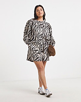 Simply Be Faded Zebra Print Linen Short