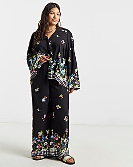 Simply Be Floral Fruit & Veg Print Wide Leg Trouser