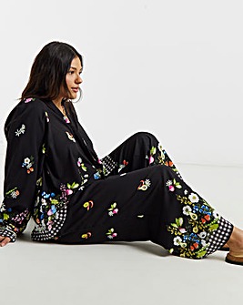 Simply Be Floral Fruit & Veg Print Wide Leg Trouser
