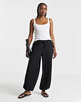 Black Jersey Textured Balloon Trouser