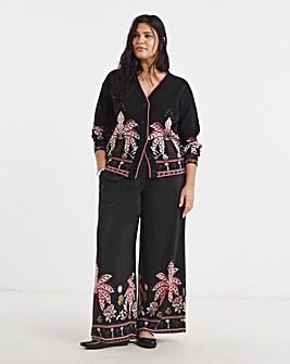 Palm Printed Palazzo Trousers