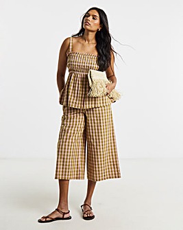 Brown and Pink Gingham Cullottes
