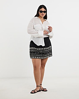 Black Embroidered Skort