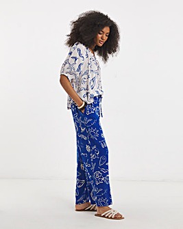 Shell Print Wide Leg Crinkle Trouser