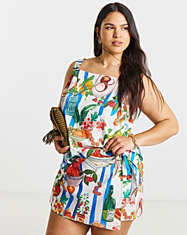 Plate Print Wrap Skort