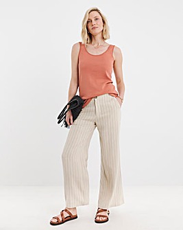 Stripe Linen Mix Wide Leg Trousers