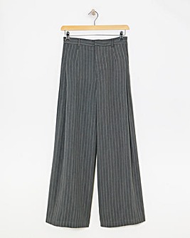 Pleated Pinstripe Wide Leg Trousers