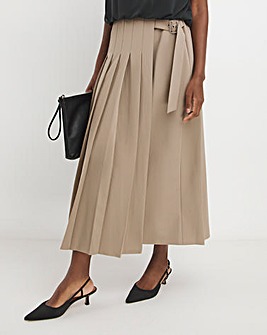 Neutral Pleated Midaxi Skirt