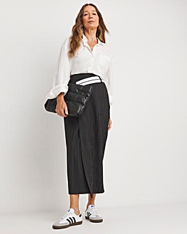 Deconstructed Waistband Pinstripe Skirt