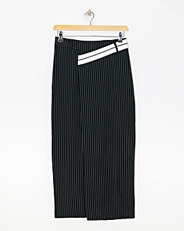 Deconstructed Waistband Pinstripe Skirt