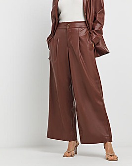 Faux Leather Wide Leg Trouser