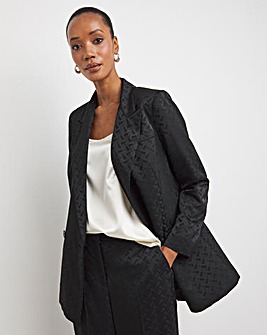 Satin Jacquard Double Breasted Blazer