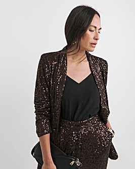 Chocolate Sequin Relaxed Blazer