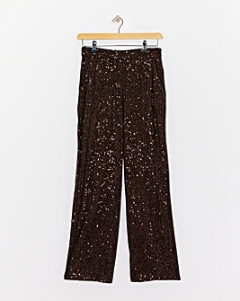 Chocolate Sequin Straight Leg Trouser