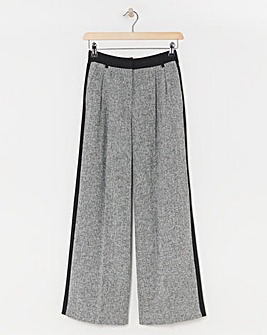 Grey Side Stripe Wide Leg Trousers