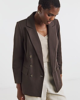 Chocolate Ponte Double Breasted Blazer
