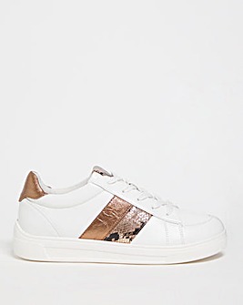 Lace Trainer With Stripe Detail Wide E Fit