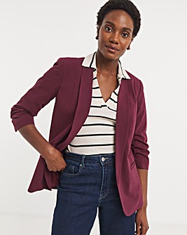 Burgundy Ruched Sleeve Blazer