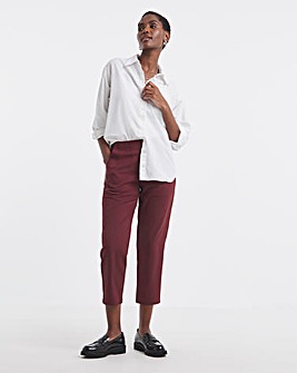 Burgundy Stretch Twill Tapered Trousers