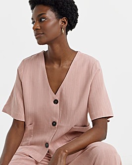 LINEN MIX STRIPE JACKET