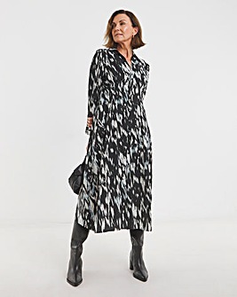 Printed Corset Midi Shirt Dress