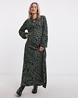 Textured Jersey Tie Detail Maxi Dress