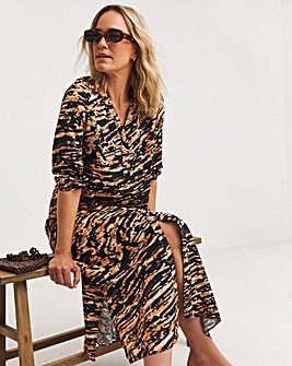 Printed Textured Fabric Kaftan Dress