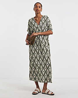 Crinkle Kaftan Overhead Midi Dress