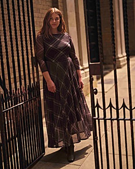 Mesh Pleated Ballet Slash Neck Dress