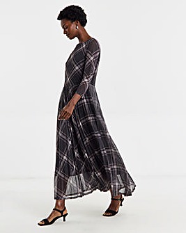 Mesh Pleated Ballet Slash Neck Dress