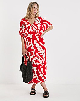 Crinkle Kaftan Overhead Midi Dress