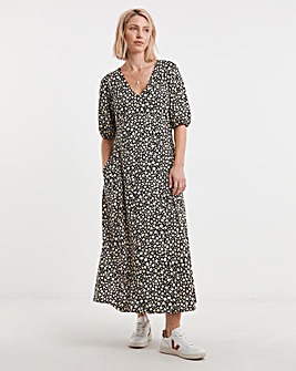 Bubble Sleeve Soft Touch Jersey Dress