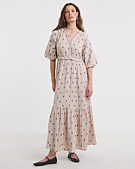 Bubble Sleeve Cheesecloth Maxi Dress