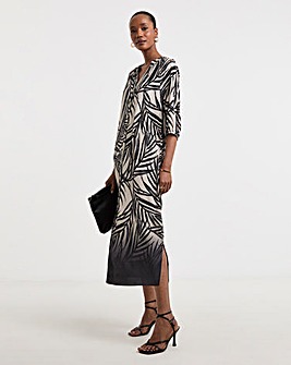 Printed Textured Fabric Kaftan Dress