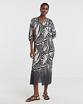 Printed Textured Fabric Kaftan Dress