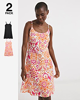 2 Pack Strappy Cami Dress