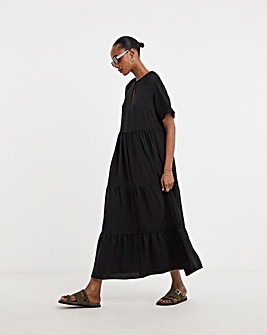 Short Sleeve Smock Maxi Dress