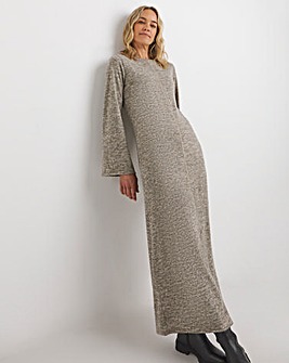 Crew Neck Long Sleeve Seam Maxi Dress