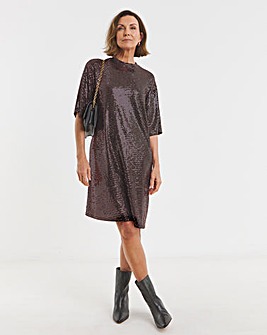 Short Sleeve Sparkle T-Shirt Dress