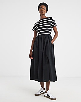 Pure Cotton 2 In 1 Stripe Poplin Dress