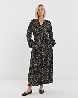 Long Sleeve Printed Maxi Dress