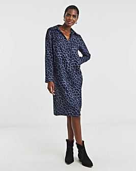 Collared Long Sleeve Tunic Dress