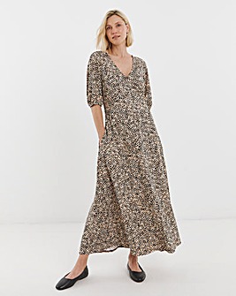 Bubble Sleeve Soft Touch Jersey Dress